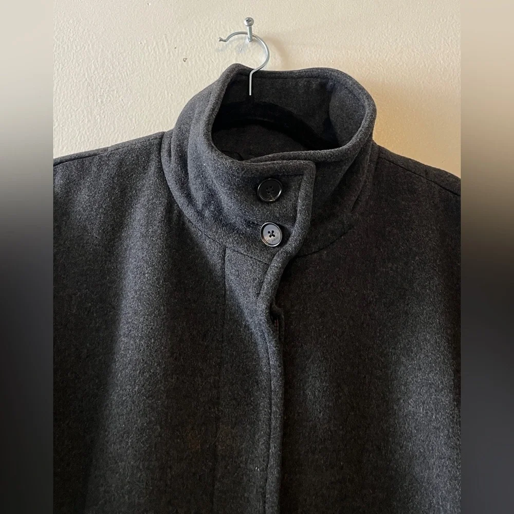 Aritzia Wilfred Dark Gray Wool & Cashmere High Collar Kimono Sleeves Coat Medium - Picture 7 of 16